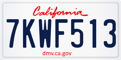 CA license plate 7KWF513