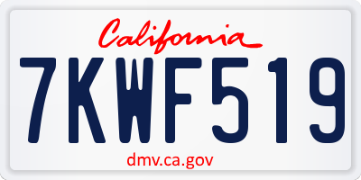 CA license plate 7KWF519