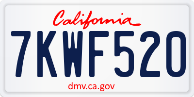 CA license plate 7KWF520