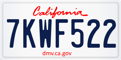 CA license plate 7KWF522