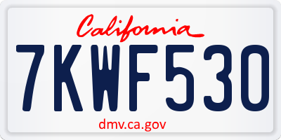 CA license plate 7KWF530