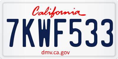 CA license plate 7KWF533