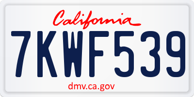 CA license plate 7KWF539