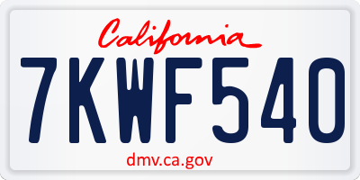CA license plate 7KWF540