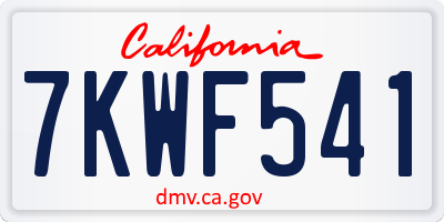CA license plate 7KWF541