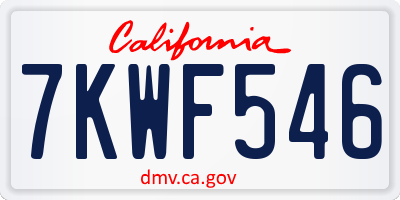 CA license plate 7KWF546