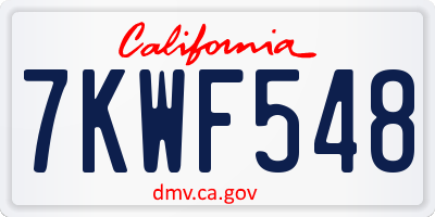 CA license plate 7KWF548