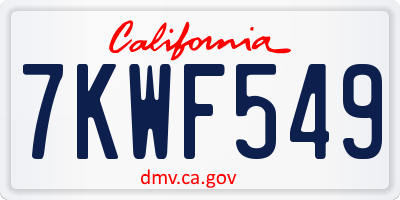 CA license plate 7KWF549