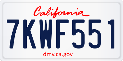 CA license plate 7KWF551