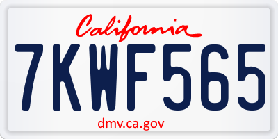 CA license plate 7KWF565