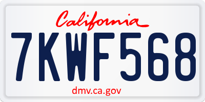 CA license plate 7KWF568
