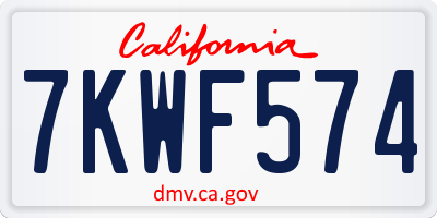 CA license plate 7KWF574