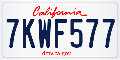 CA license plate 7KWF577
