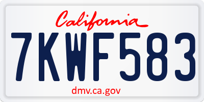 CA license plate 7KWF583