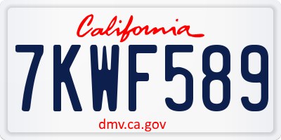CA license plate 7KWF589