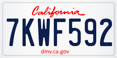 CA license plate 7KWF592