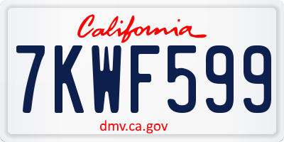 CA license plate 7KWF599