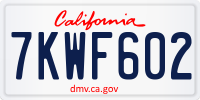 CA license plate 7KWF602