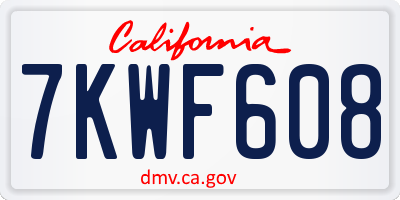 CA license plate 7KWF608