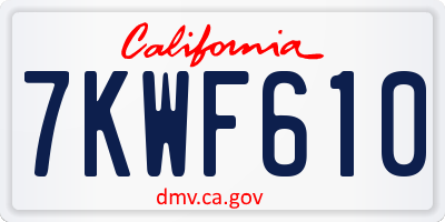 CA license plate 7KWF610