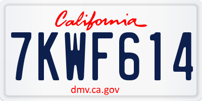 CA license plate 7KWF614