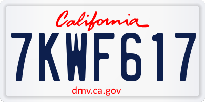 CA license plate 7KWF617