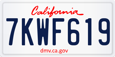 CA license plate 7KWF619