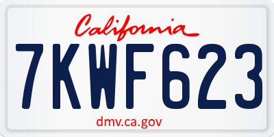 CA license plate 7KWF623