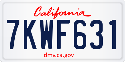CA license plate 7KWF631