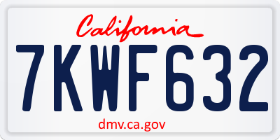 CA license plate 7KWF632