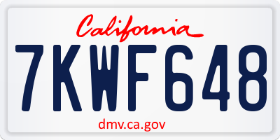 CA license plate 7KWF648