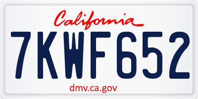 CA license plate 7KWF652
