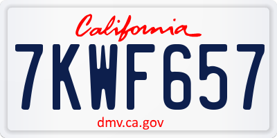 CA license plate 7KWF657