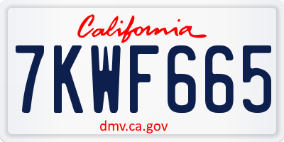 CA license plate 7KWF665