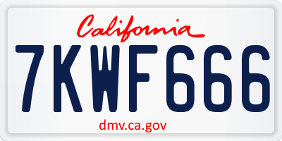 CA license plate 7KWF666