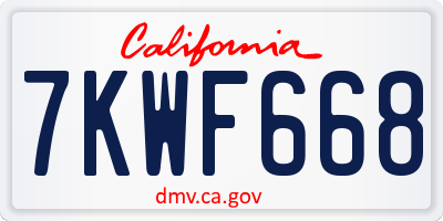 CA license plate 7KWF668