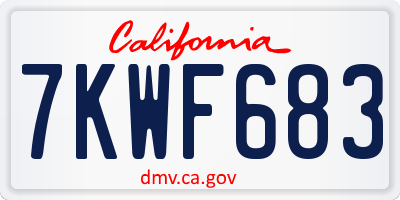 CA license plate 7KWF683