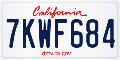 CA license plate 7KWF684