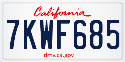 CA license plate 7KWF685