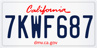 CA license plate 7KWF687