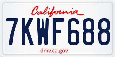 CA license plate 7KWF688