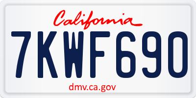 CA license plate 7KWF690