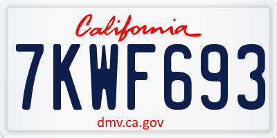 CA license plate 7KWF693