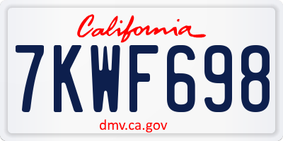CA license plate 7KWF698