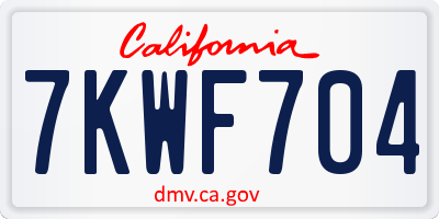 CA license plate 7KWF704