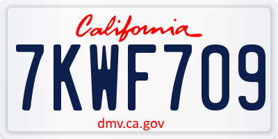 CA license plate 7KWF709
