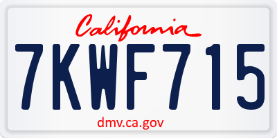 CA license plate 7KWF715