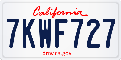 CA license plate 7KWF727