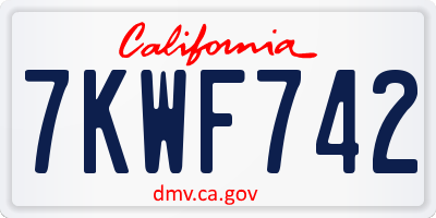 CA license plate 7KWF742