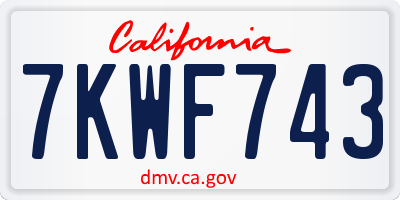 CA license plate 7KWF743